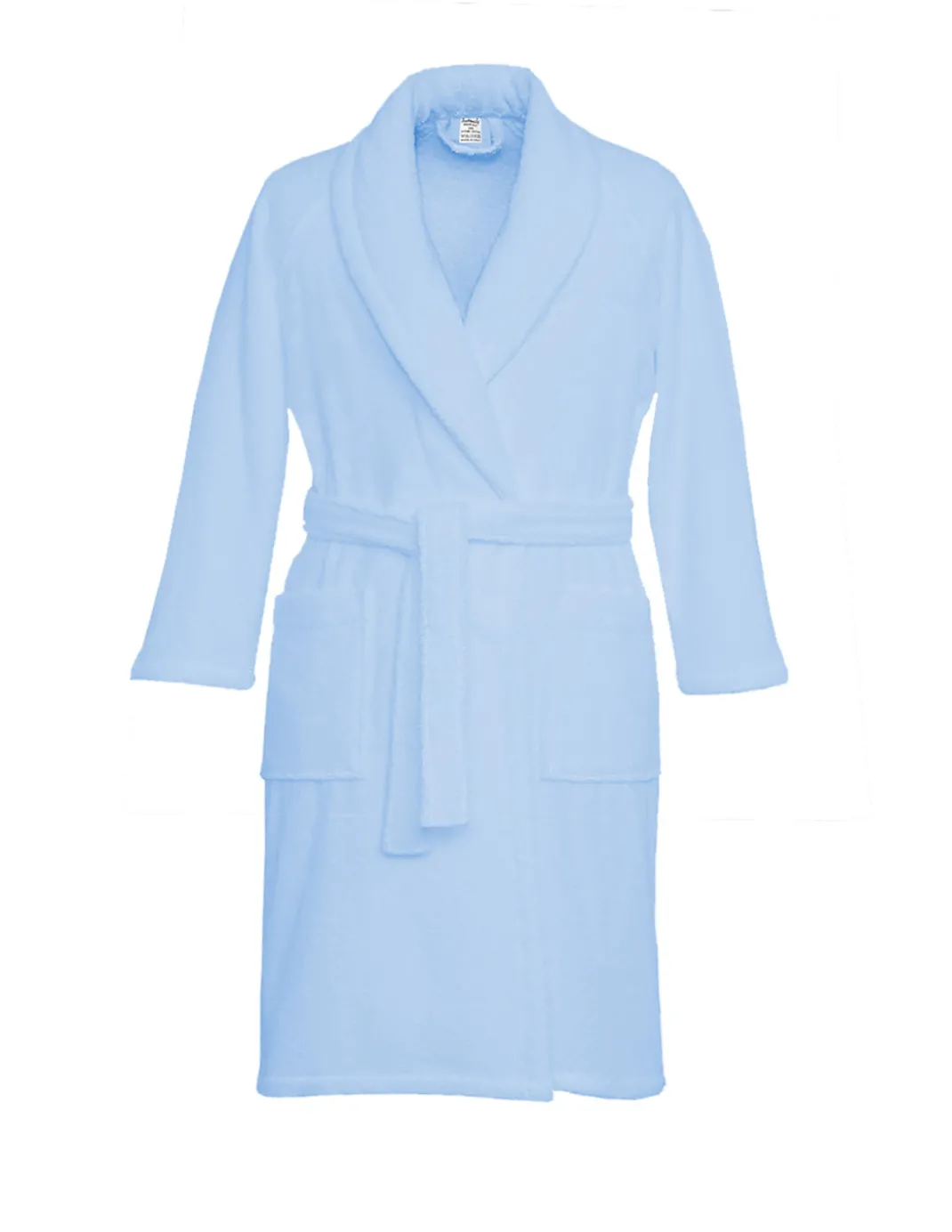 ACCAPPATOIO in Spugna a SCIALLE Senza Cappuccio AZZURRO in Puro Cotone Made in Italy