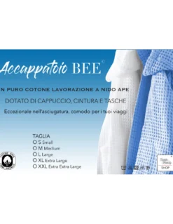 ACCAPPATOIO Nido Ape BEE© in Puro cotone con Cappuccio da Adulto Colore Latte
