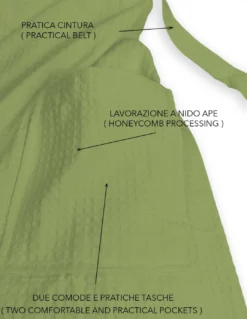 ACCAPPATOIO Nido Ape BEE© in Puro cotone con Cappuccio da Adulto VERDE
