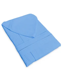 ACCAPPATOIO Nido Ape BEE© in Puro cotone con Cappuccio da Adulto AZZURRO