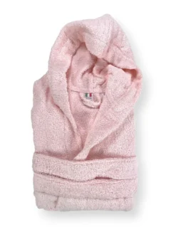 Accappatoio Rosa Chiaro Hi Tech in Spugna di Cotone per Bambino con Cappuccio, 400 gr/mq, Tex Family, Made in Italy