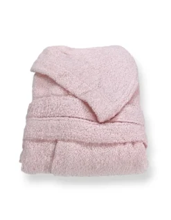 Accappatoio Rosa Chiaro Hi Tech in Spugna di Cotone per Bambino con Cappuccio, 400 gr/mq, Tex Family, Made in Italy