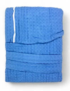 Accappatoio Uomo Donna in Cotone con Cappuccio, BEEApone® Nido d’Ape, Colore Azzurro, Asciugatura Rapida, Morbido