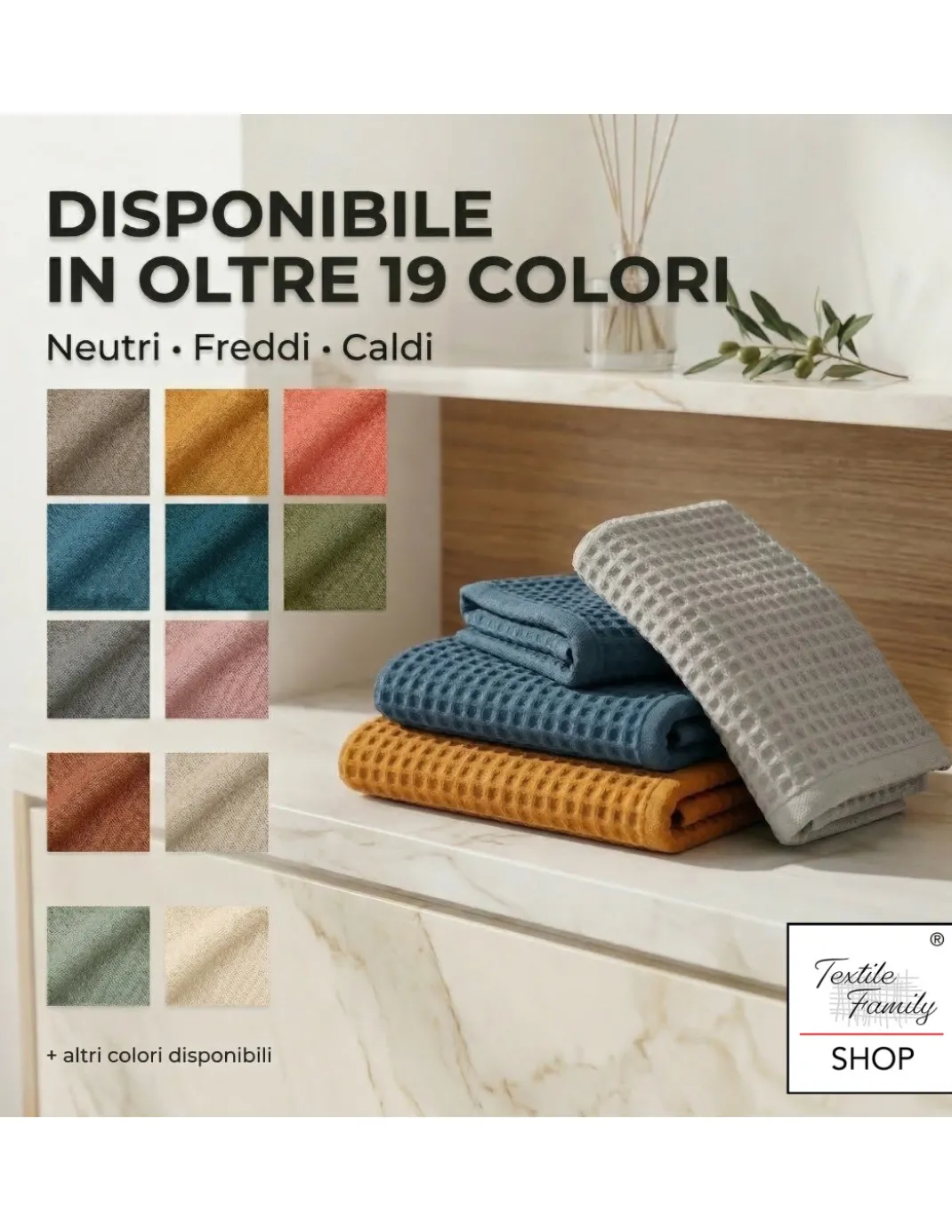 Asciugamani Nido d’Ape 100% Cotone 330 g/m² Made in Italy – Set 2 Pezzi (60x110 + 40x60) Tex Family – Terracotta