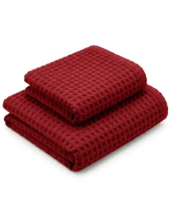 Asciugamani Nido d’Ape 100% Cotone 330 g/m² Made in Italy – Set 2 Pezzi (60x110 + 40x60) Tex Family – Bordeaux