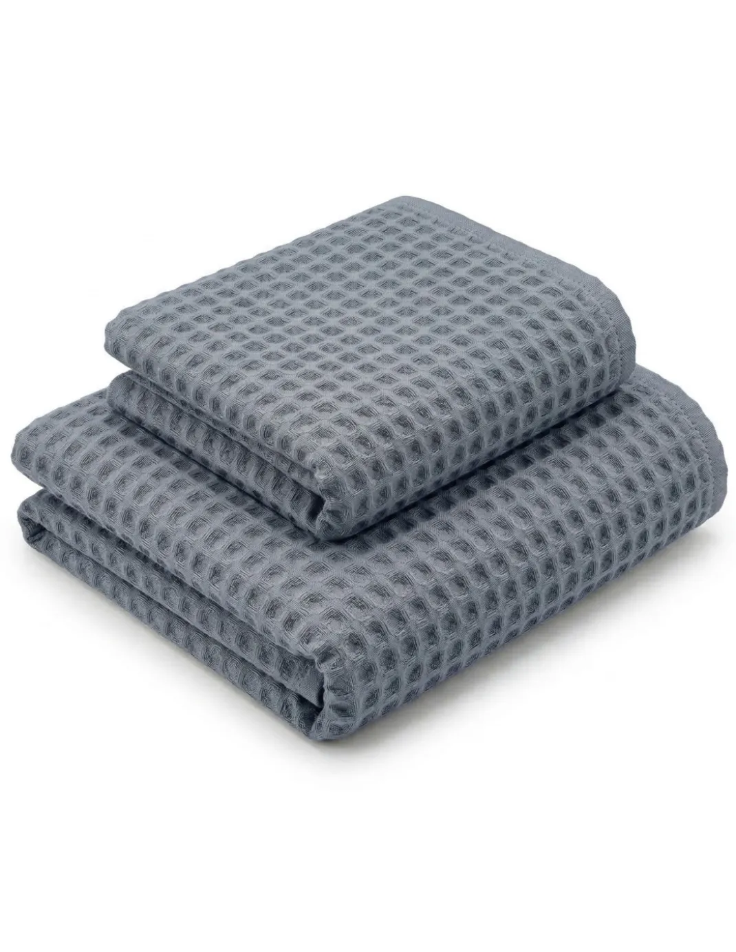 Asciugamani Nido d’Ape 100% Cotone 330 g/m² Made in Italy – Set 2 Pezzi (60x110 + 40x60) Tex Family – Acciaio