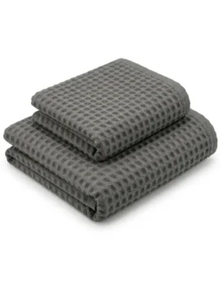 Asciugamani Nido d’Ape 100% Cotone 330 g/m² Made in Italy – Set 2 Pezzi (60x110 + 40x60) Tex Family – Antracite