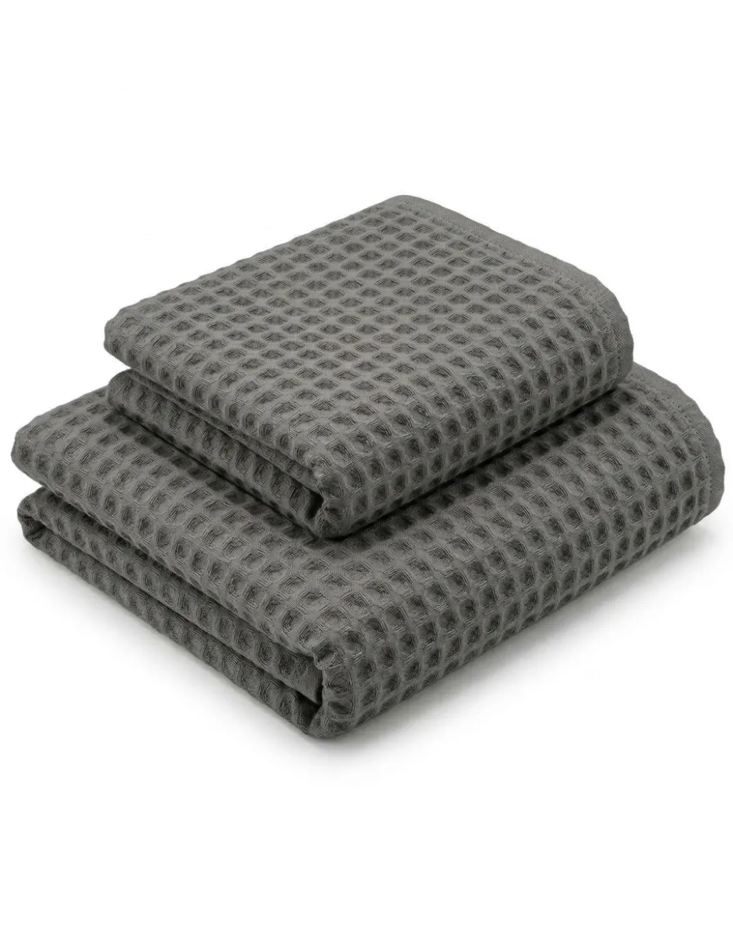 Asciugamani Nido d’Ape 100% Cotone 330 g/m² Made in Italy – Set 2 Pezzi (60x110 + 40x60) Tex Family – Antracite