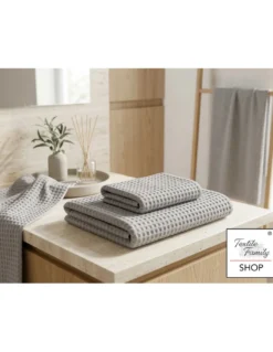 Asciugamani Nido d’Ape 100% Cotone 330 g/m² Made in Italy – Set 2 Pezzi (60x110 + 40x60) Tex Family – Rosa