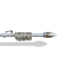 BASTONE BIANCO-ORO Per TENDA Regolabile DIAMETRO 19 MM. Completo DI ANELLI mod. oliva