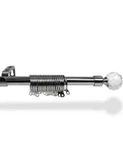 BASTONE IN ACCIAIO Per TENDA Regolabile DIAMETRO 19 MM. Completo di ANELLI mod. Diamante