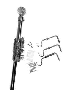 BASTONE IN ACCIAIO Per TENDA Regolabile DIAMETRO 19 MM. Completo di ANELLI mod. Diamante