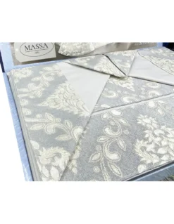 BAULETTO ROSY in raso GRIGIO MATRIMONIALE lenzuolo e COPRILETTO idea SPOSA