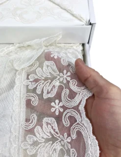 BAULETTO STEFY rifinito con Pizzo Macramè MATRIMONIALE lenzuolo e COPRILETTO idea SPOSA