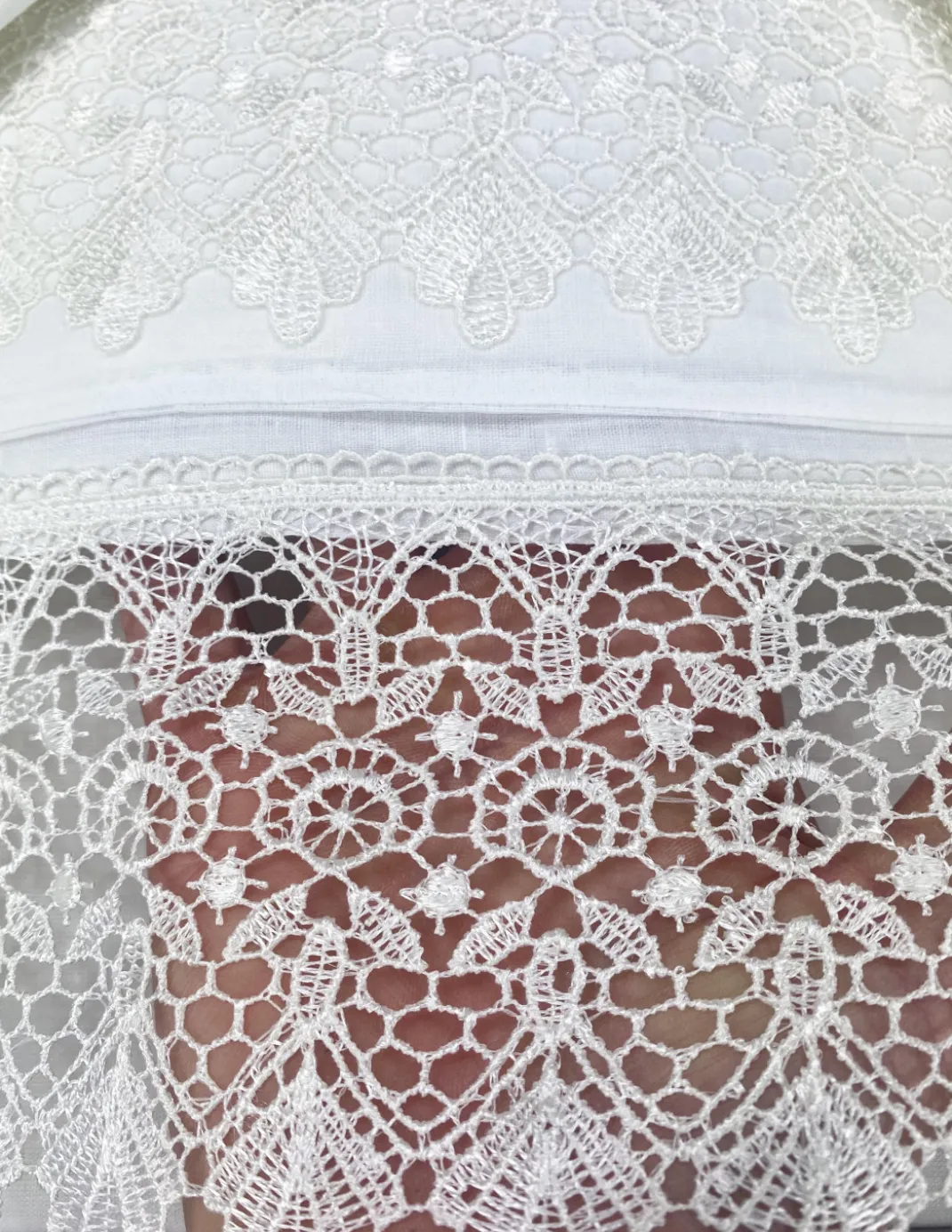 BAULETTO SUSY rifinito con Pizzo Macramè MATRIMONIALE lenzuolo e COPRILETTO idea SPOSA