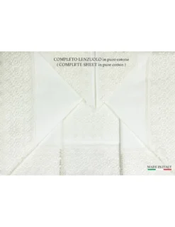 BAULETTO SUSY rifinito con Pizzo Macramè MATRIMONIALE lenzuolo e COPRILETTO idea SPOSA