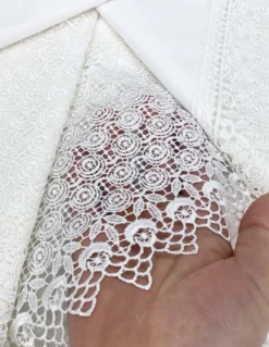 BAULETTO TOP Pizzo Alto rifinito con Pizzo Macramè MATRIMONIALE lenzuolo e COPRILETTO idea SPOSA