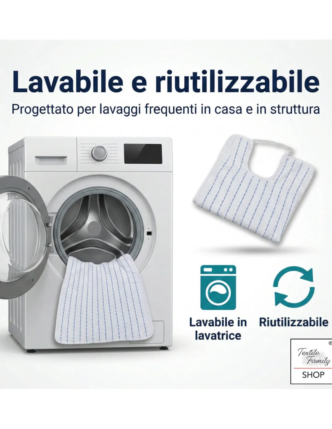 Bavaglione Adulto Cesare con Elastico 50x60 cm Tex Family – Set 3 o 6 Pezzi, Cotone Tinto in Filo, Made in Italy