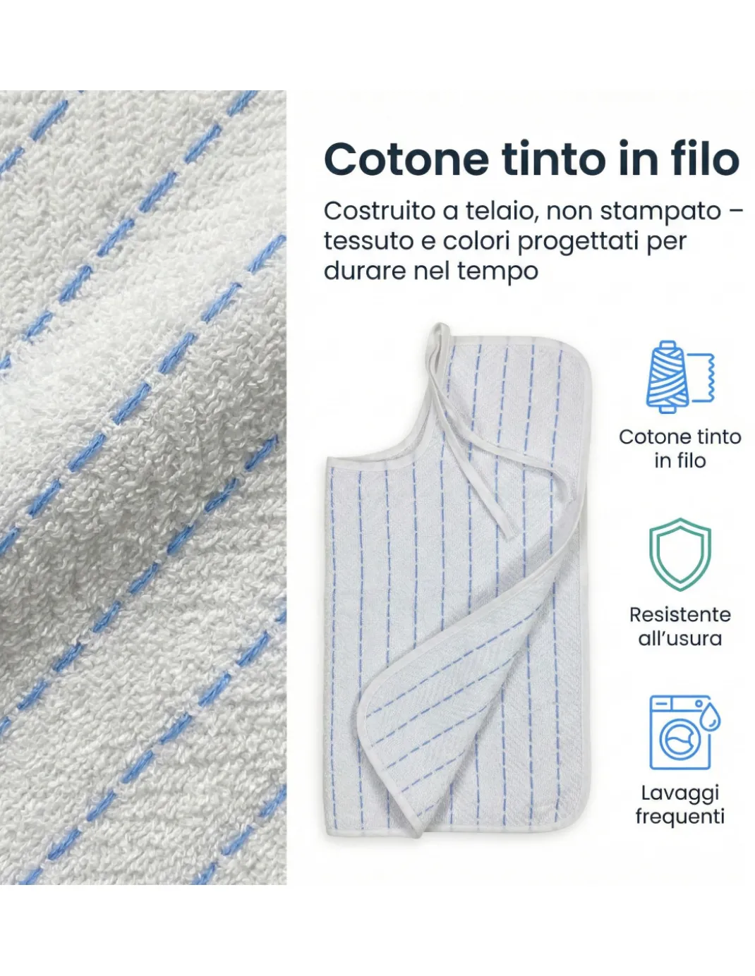 Bavaglione Adulto Cesare con Lacci 50x60 Set 3 o 6 Pezzi – Bavaglini Anziani Cotone Tinto in Filo Made in Italy