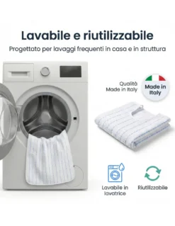 Bavaglione Adulto Cesare con Lacci 50x60 Set 3 o 6 Pezzi – Bavaglini Anziani Cotone Tinto in Filo Made in Italy