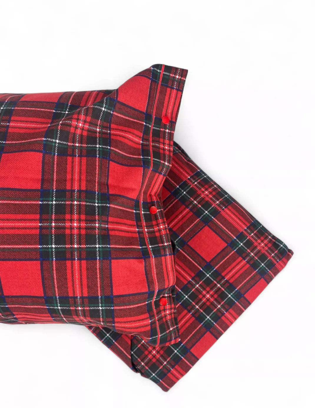 Completo Lenzuola Flanella Tartan Rosso - 100% Cotone Felpato - Caldo Invernale Made in Italy