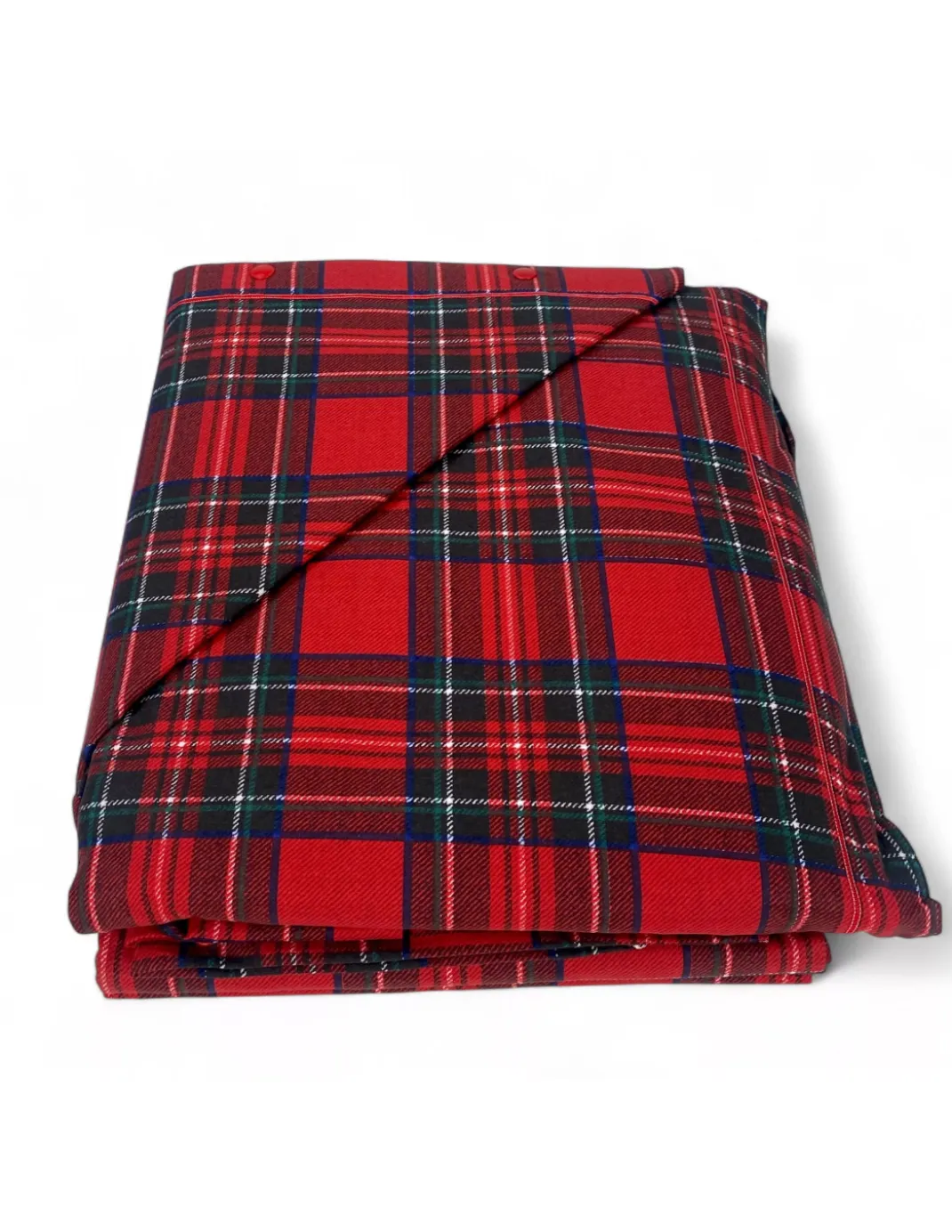 Completo Lenzuola Flanella Tartan Rosso - 100% Cotone Felpato - Caldo Invernale Made in Italy