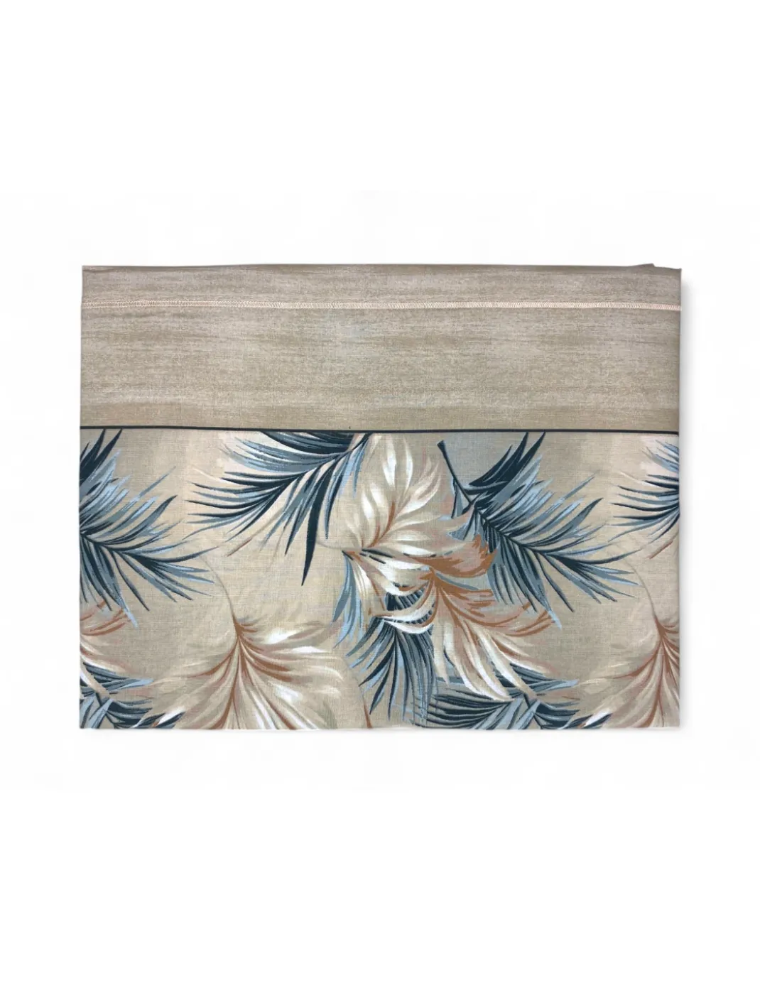 Completo Lenzuola Foglie Beige Sabbia - 100% Cotone - Stampa Naturale Elegante - Made in Italy, Traspirante
