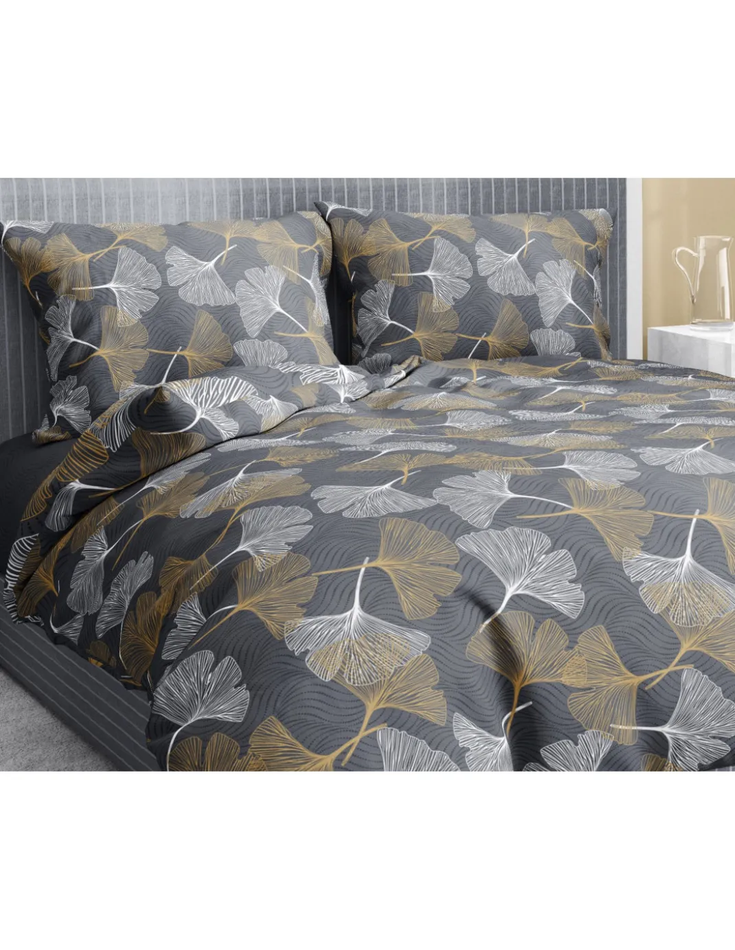 Completo Lenzuola Invernale Flanella Petali Oro - Puro Cotone Felpato Anti-Pilling - Made in Italy