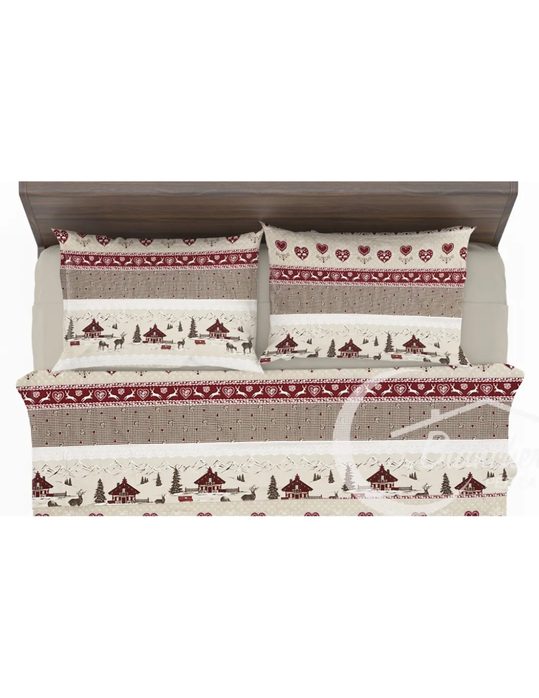 Completo Lenzuola Invernale Flanella Valbadia Tirolese - Puro Cotone Felpato Anti-Pilling - Made in Italy