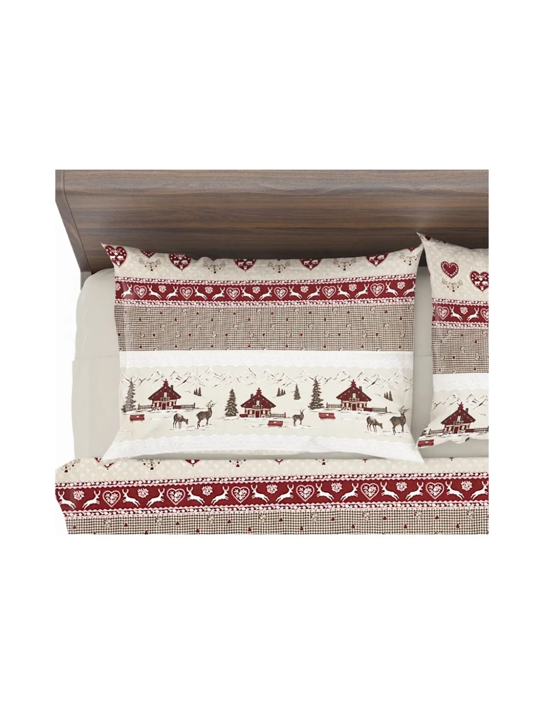 Completo Lenzuola Invernale Flanella Valbadia Tirolese - Puro Cotone Felpato Anti-Pilling - Made in Italy