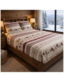 Completo Lenzuola Invernale Flanella Valbadia Tirolese - Puro Cotone Felpato Anti-Pilling - Made in Italy