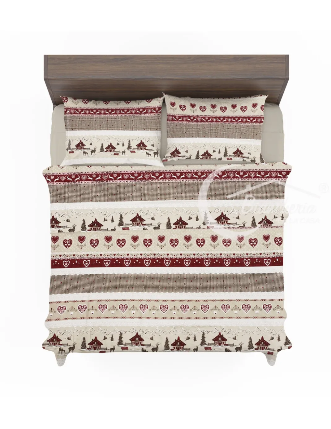Completo Lenzuola Invernale Flanella Valbadia Tirolese - Puro Cotone Felpato Anti-Pilling - Made in Italy