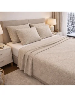 Completo Lenzuola Invernale Flanella Boy Beige - Cotone Felpato Anti-Pilling - Made in Italy