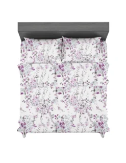 Completo Lenzuola Invernale Flanella Fiore Dipinto Rosa - Cotone Felpato Anti-Pilling - Made in Italy