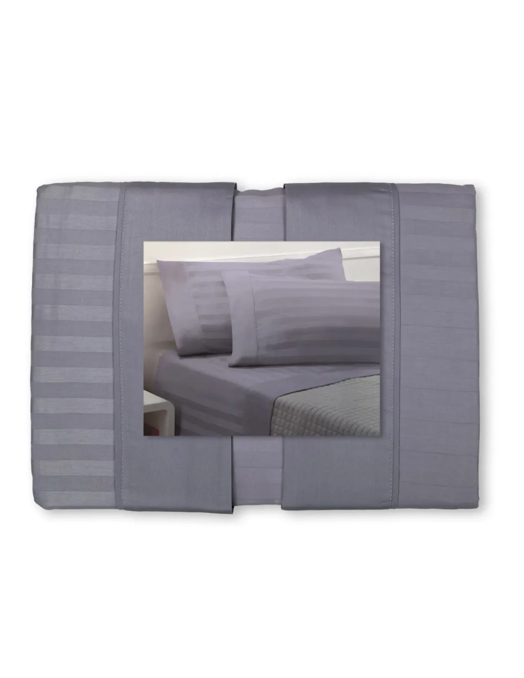 Completo Lenzuola Matrimoniali Cotone Grigio Piombo Levante, Set Lenzuola Letto Matrimoniale, Raso Puro Cotone Rigato
