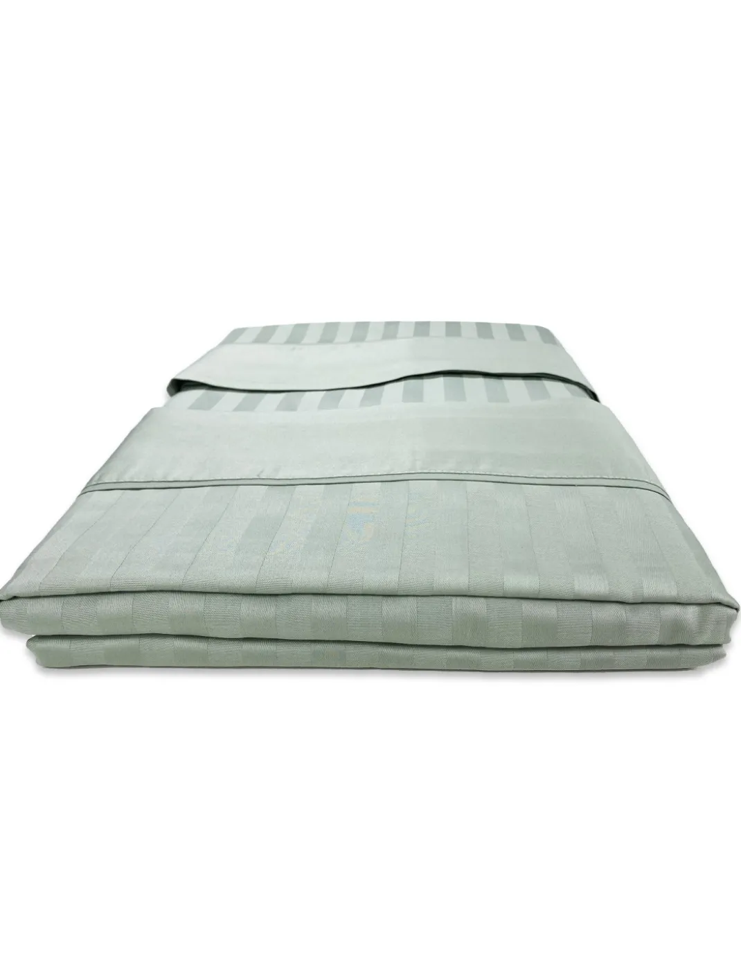 Completo Lenzuola Matrimoniali Cotone Verde Salvia Levante, Set Lenzuola Letto Matrimoniale, Raso Puro Cotone Rigato