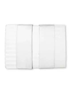 Completo Lenzuola Matrimoniali Cotone Bianco Levante, Set Lenzuola Letto Matrimoniale, Raso Puro Cotone Rigato