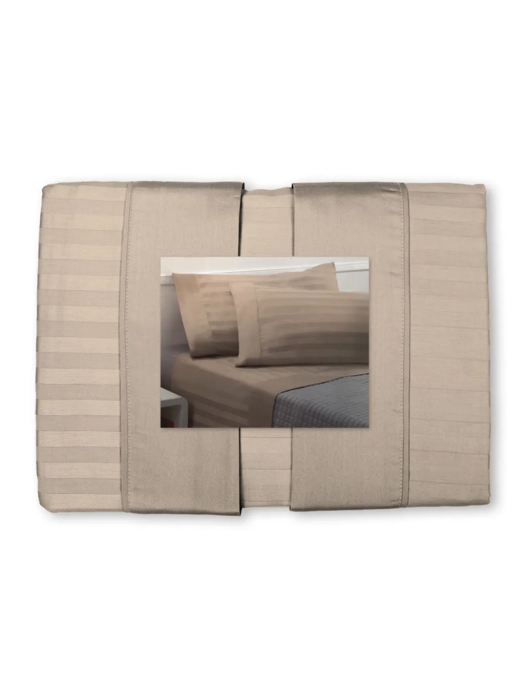 Completo Lenzuola Matrimoniali Cotone Tortora Levante, Set Lenzuola Letto Matrimoniale, Raso Puro Cotone Rigato