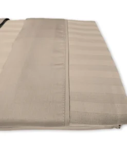 Completo Lenzuola Matrimoniali Cotone Tortora Levante, Set Lenzuola Letto Matrimoniale, Raso Puro Cotone Rigato