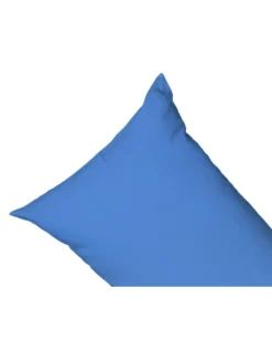 Completo Lenzuola Matrimoniale in Microfibra, Azzurro, Rasatello Rigato, No Stiro, 2 Piazze