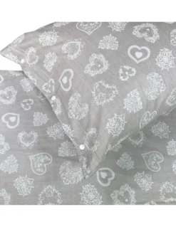 COMPLETO lenzuola MIROS cuore BIANCO in puro cotone stile TIROLESE