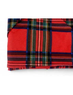 Completo Lenzuola Scozzese Tartan Rosso - Set Letto 100% Cotone Naturale - Caldo, Traspirante, Made in Italy