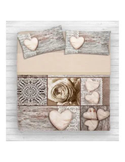 COMPLETO LENZUOLO DIGITALE LENZUOLA COPRILETTO HAPPY SHABBY CUORE 2