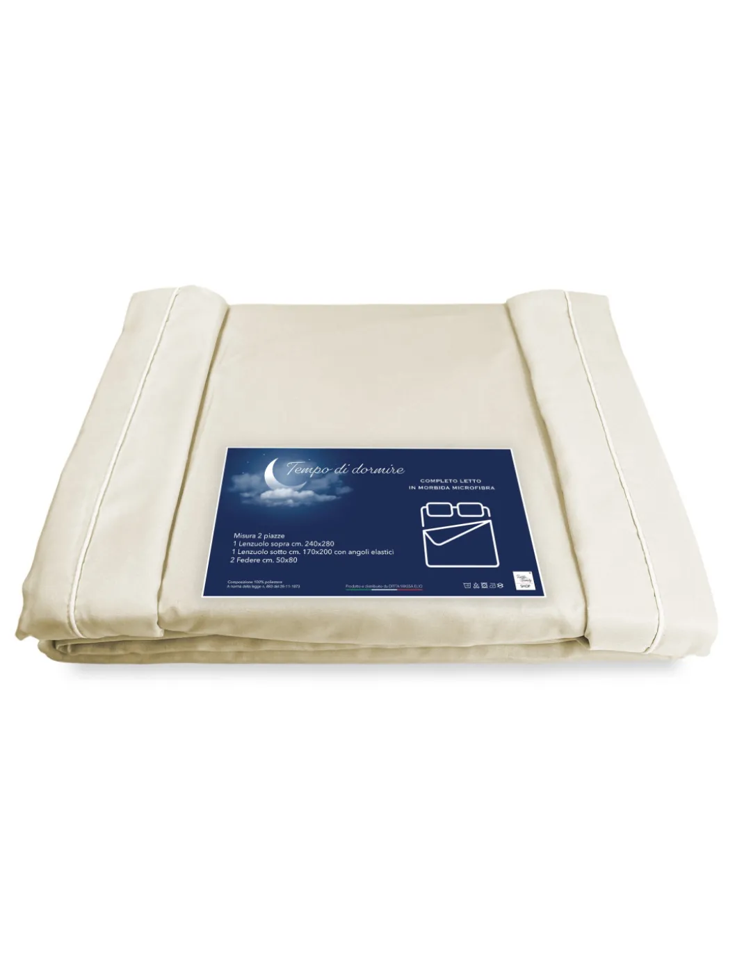 COMPLETO LENZUOLO in morbida microfibra TINTA unita BEIGE Matrimoniale 2 PIAZZE no stiro