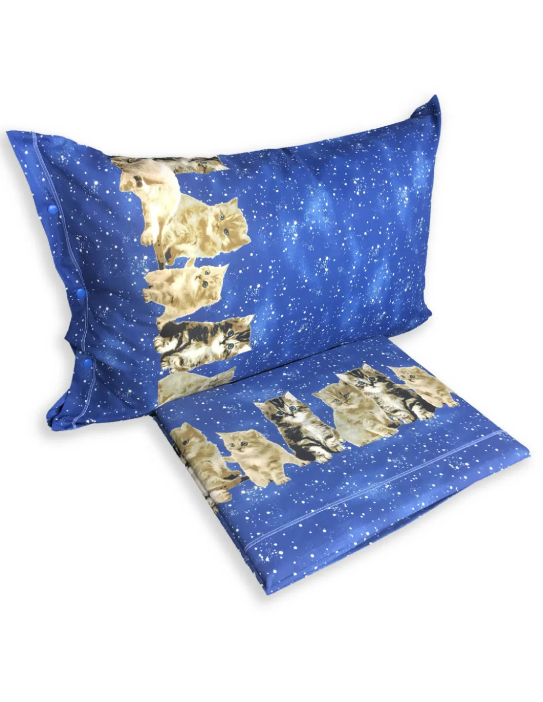 COMPLETO lenzuolo LENZUOLA Natura GATTO GATTI NOTTE blu