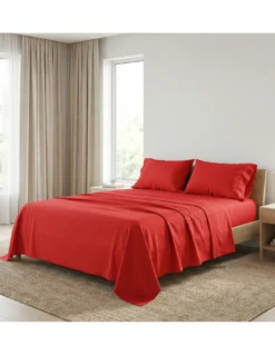 COMPLETO lenzuolo STRONG LENZUOLA tinta unita ROSSO puro COTONE Made in Italy