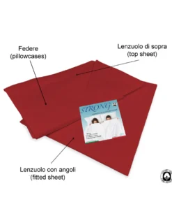 COMPLETO lenzuolo STRONG LENZUOLA tinta unita BORDEAUX puro COTONE Made in Italy