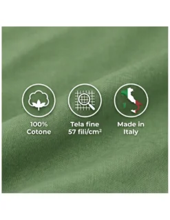 COMPLETO lenzuolo STRONG LENZUOLA tinta unita VERDE PRATERIA puro COTONE Made in Italy