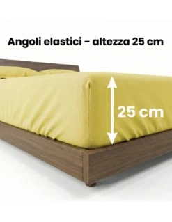 COMPLETO lenzuolo STRONG LENZUOLA tinta unita GIALLO puro COTONE Made in Italy
