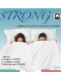 COMPLETO lenzuolo STRONG LENZUOLA tinta unita BLUETTE puro COTONE Made in Italy